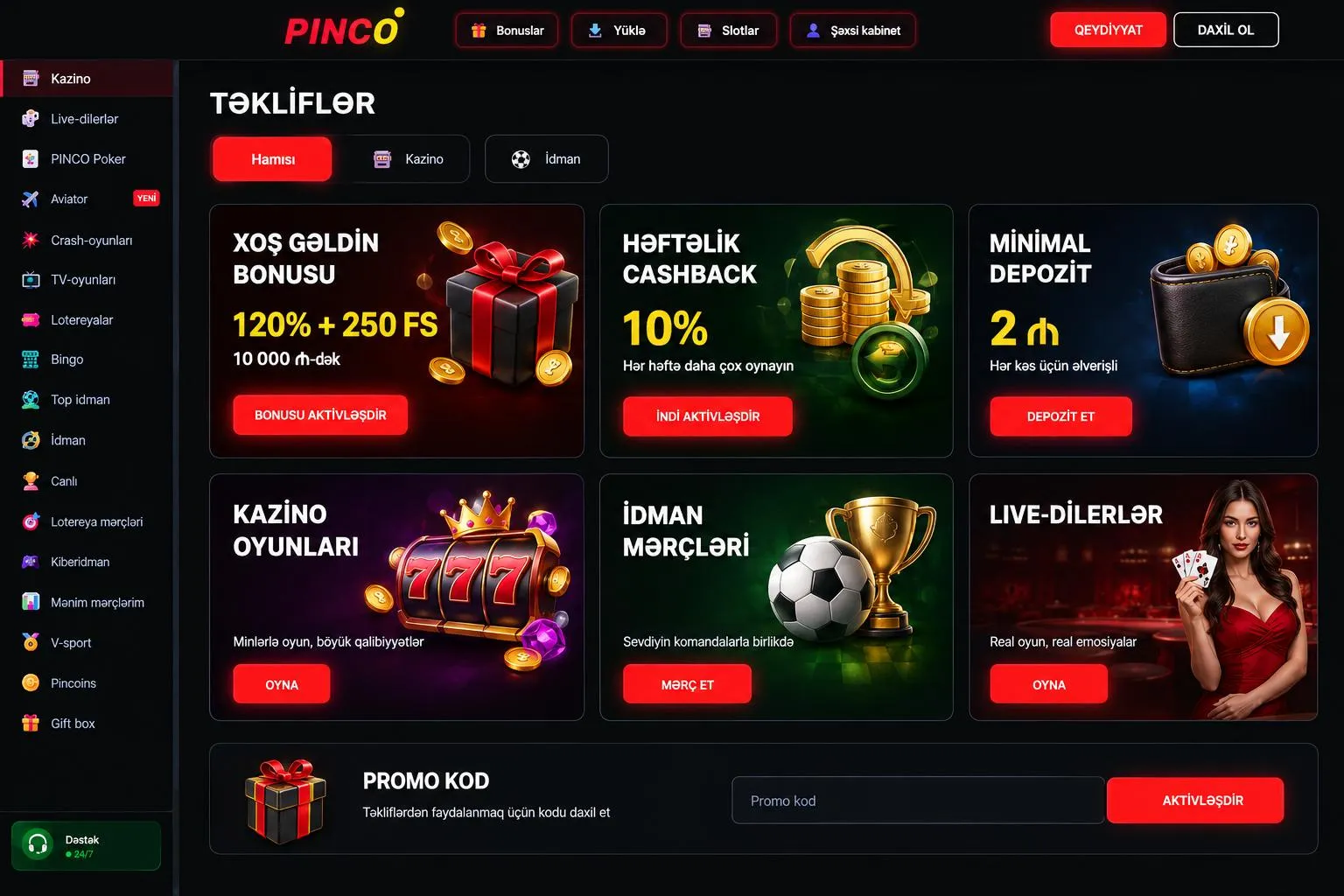 Pinco promo code: promosyon kodunu necə tapmaq olar? — Pinco bonus